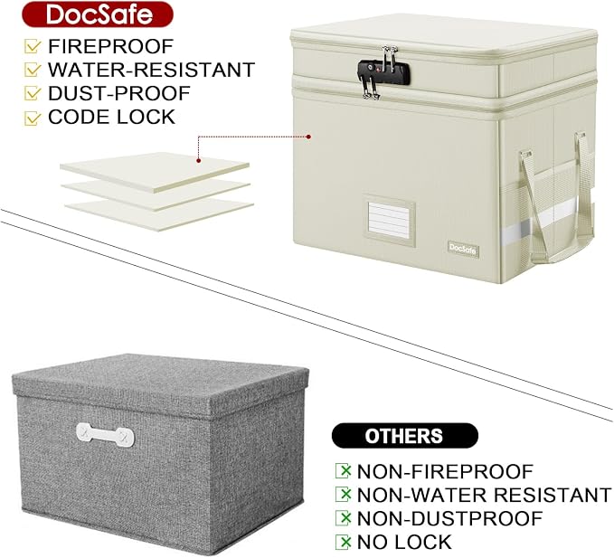 DocSafe File Box with Lock, Large Portable Home Office Filing Box - Image 7