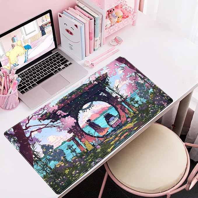 Pink Japan Desk Pad Anime Gaming Green Mouse Pad Large Mouse Pad - Image 5