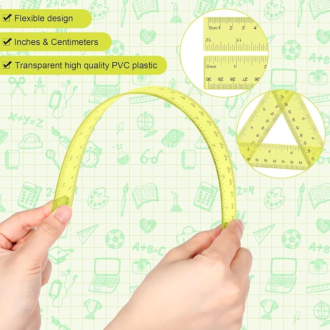 Zonon 2 Pcs 12 Inch Clear Ruler and 6 Inch Plastic Protractor Set, Dual Scale - Image 5