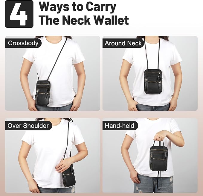 Sizobi Neck Wallet for Traveling Women Men, RFID Blocking Leather Passport - Image 3