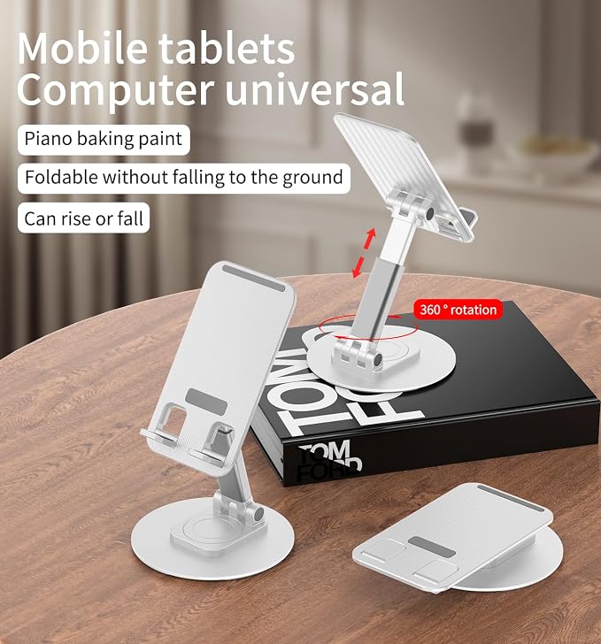 360° Rotating Cell Phone Stand for Desk, Adjustable & Foldable Phone Holder - Image 2
