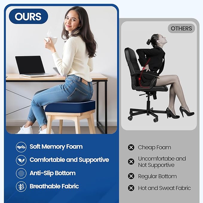 SweetSlubr Seat Cushion for Tailbone Pain Relief, Office Chair Cushion - Image 5