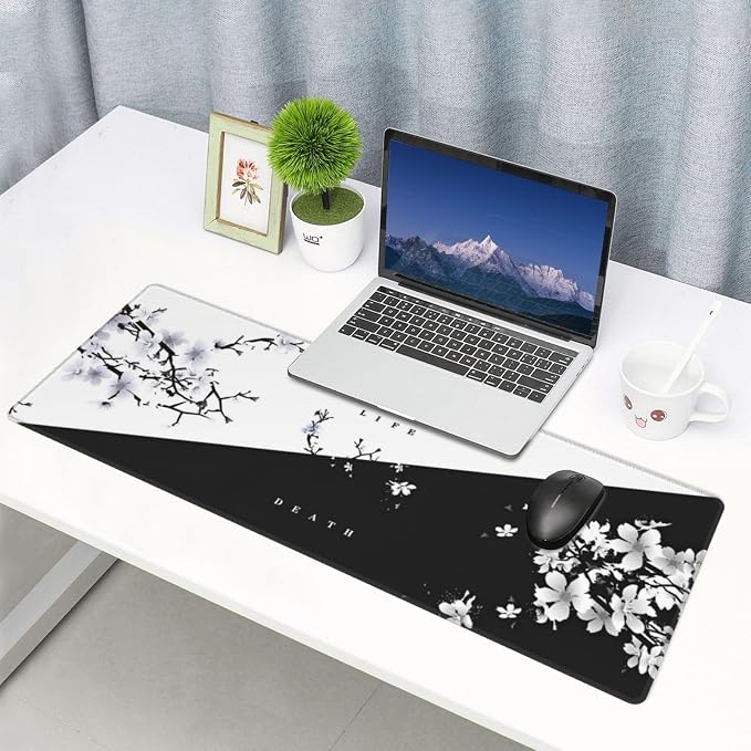 Japanese Life Death Keyboard Mat, Japanese Sakura Pagoda Sun Mouse Pad - Image 6