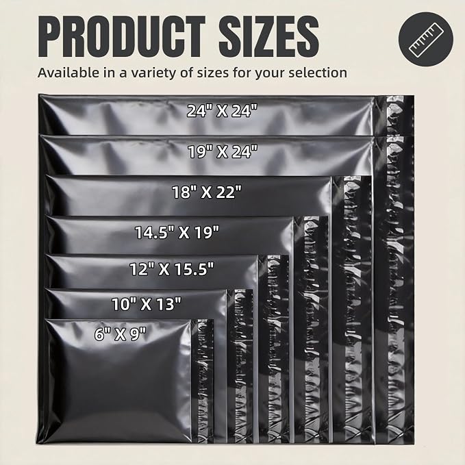 10"x13" Poly Mailers，Black Shipping and Envelope Bags Pack of 500 - Image 4