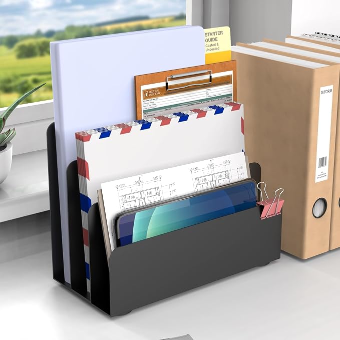 Mail Organizer Countertop, Small Desk File Organizer, Metal File Holder - Image 5