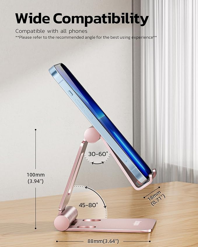 Nulaxy Dual Folding Cell Phone Stand, Fully Adjustable Foldable Desktop Phone - Image 3