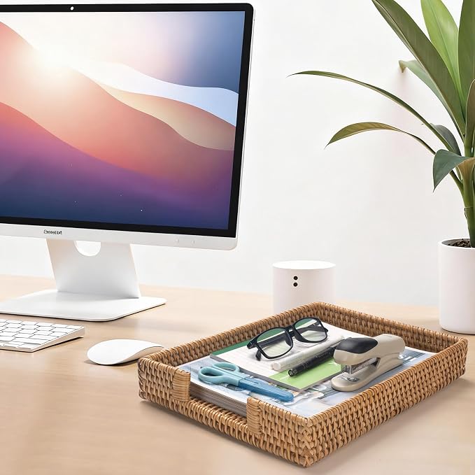 Rattan Letter Tray, Wicker Desk Tray, Woven Desk Organizer, A4 Paper, Magazine - Image 5
