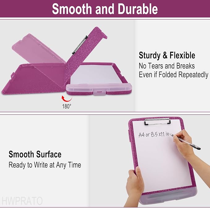 HWPRATO Glitter Clipboard with Storage, Clip Boards 8.5x11 with Pen Holder - Image 6
