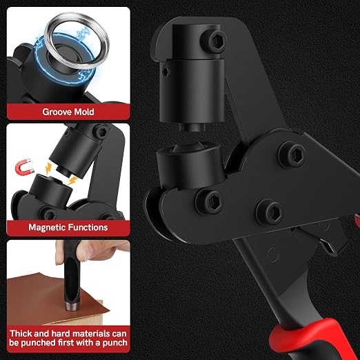 Grommet Tool Kit, 3/8 Inch Grommet Kit Handheld Eyelet Pliers Set - Image 3