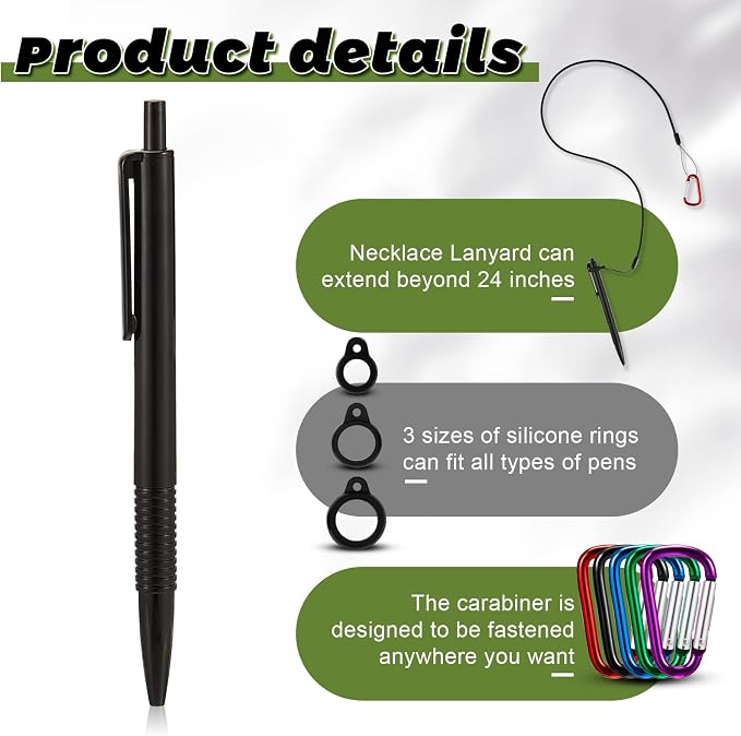 Lewtemi 10 Sets 24 Inch Pen Leash Pen Silicone Lanyard Holder - Image 4