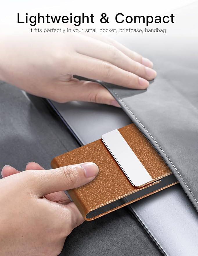 Padike Leather Business Card Holder Metal Business Card Case Slim Professional - Image 6
