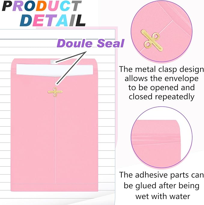 Geyee 50 Pcs 6 x 9 Inch Clasp Envelopes Letter Size Mailing Envelopes - Image 3