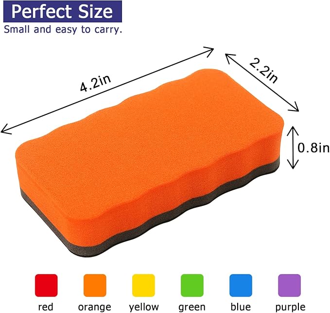 Tamaki 6 Pack Magnetic Dry Eraser Erasers 4.2'' x 2.2'', Wavy | Dry Erasers - Image 2