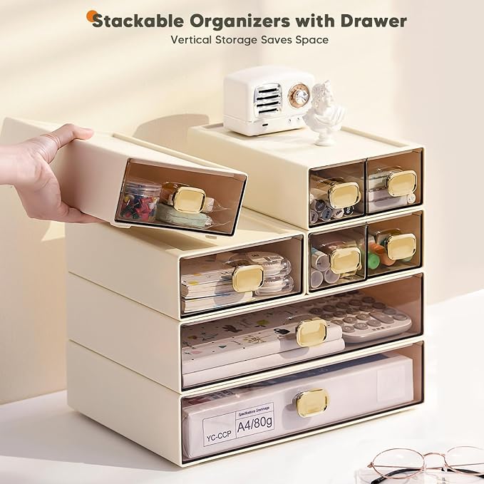 2PACK Stackable Desktop Storage Organizer Plastic Desk Organizer - Image 5