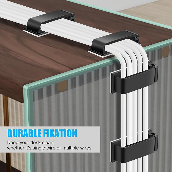 XHF 80 PCS Self Adhesive Cable Clips Black, Wire Clips Cable Management Wire - Image 4