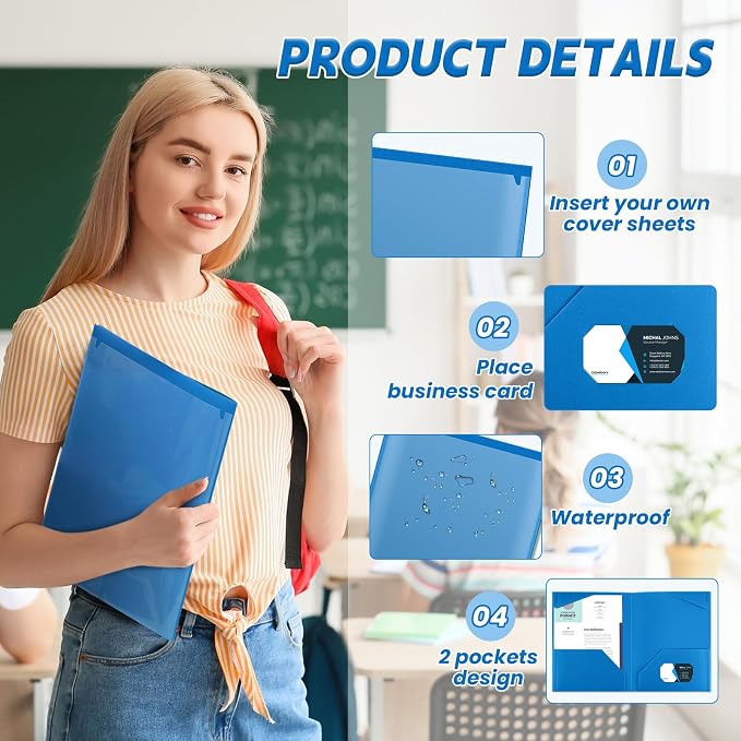 Henoyso 36 Pack Blue Plastic Folders - Image 2