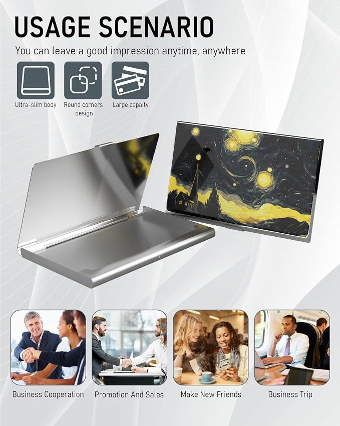 Weaninyiu Business Card Metal Slim Organizer, Professional Stainless Steel - Image 6