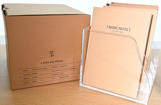 Acrylic Magazine File Holder, 4 Vertical Compartments Desk Document Sorter - Image 9