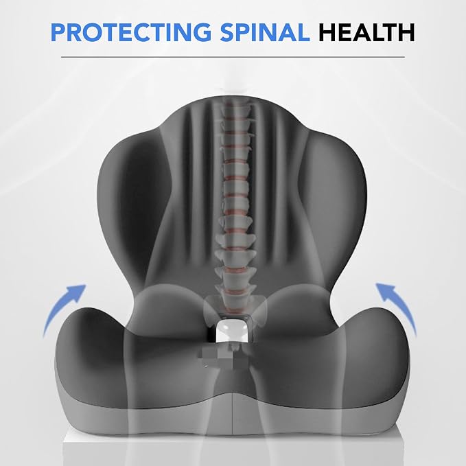 Ergonomic Waist Support and Seat Cushion, L-Shaped Memory Foam Pad, Hollow - Image 4
