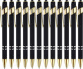 LINFANC 12 Pack Black Gold Ballpoint Pen by LINFANC