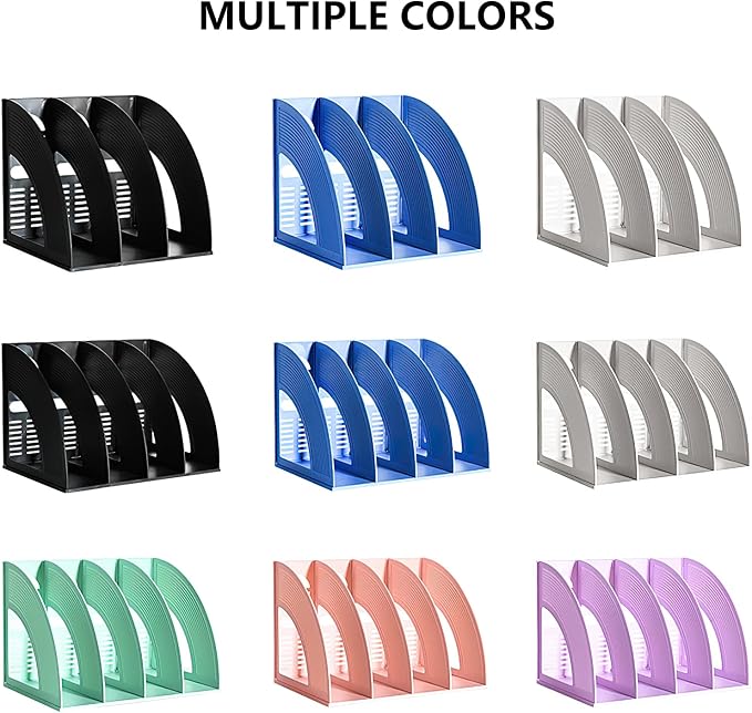 SAYEEC Sturdy Magazine Holder 4 Compartments Plastic Desktop File Organizer - Image 6