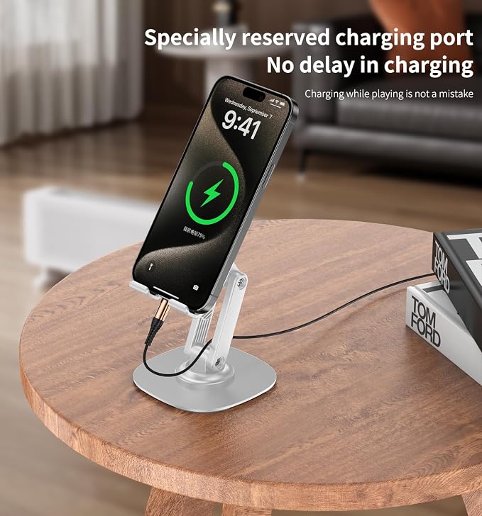 360° Rotating Cell Phone Stand for Desk, Adjustable & Foldable Phone Holder - Image 5