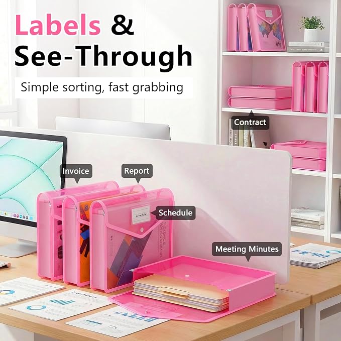HOUYEE 2 Pack Plastic Expanding File Folder, Expandable Envelope File Folder - Image 3