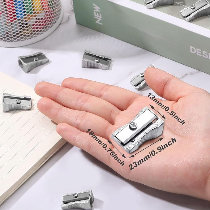 Fumete 144 Pcs Metal Mini Pencil Sharpeners Bulk Handheld Metal Pencil - Image 2