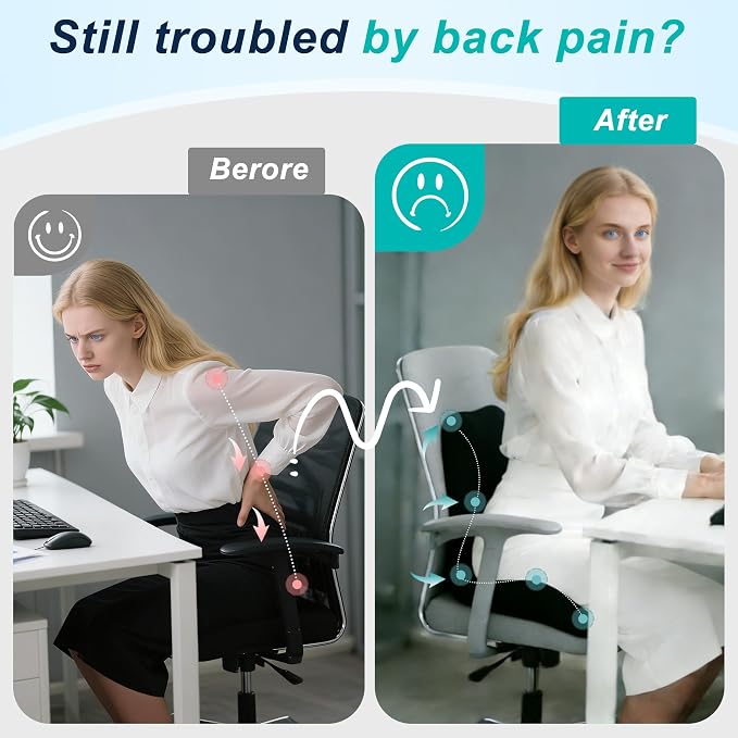 Seat Cushion for Office Chair and Car, Lumbar Support Pillow for Office Chair - Image 5