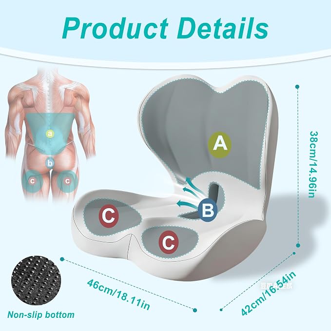 Seat Cushion for Office Chair and Car, Lumbar Support Pillow for Office Chair - Image 2