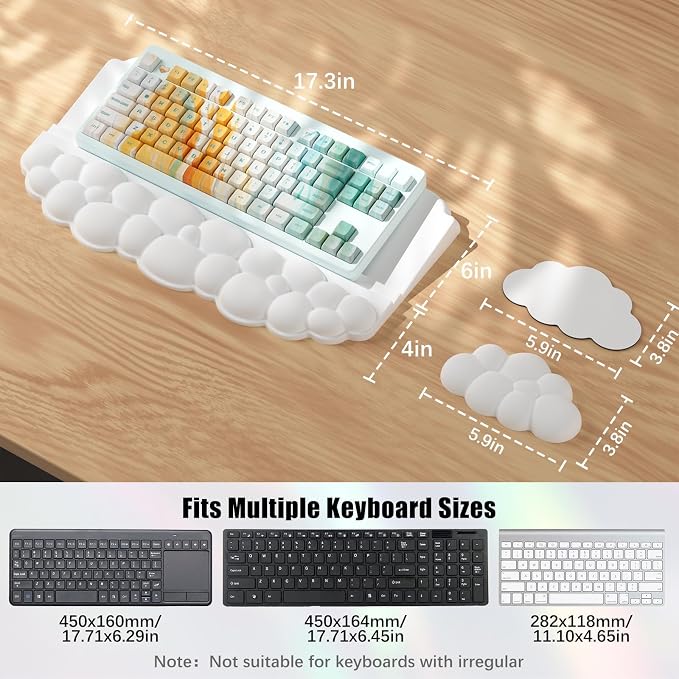 Ergonomic Wrist Rest for Keyboard and Mouse, Soft Memory Foam Cloud Keyboard - Image 3