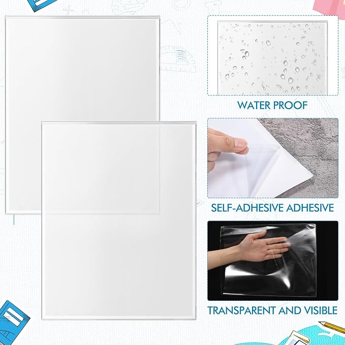Outus 30 Pcs Self Adhesive Shop Ticket Holders Clear Plastic Sleeves Adhesive - Image 5