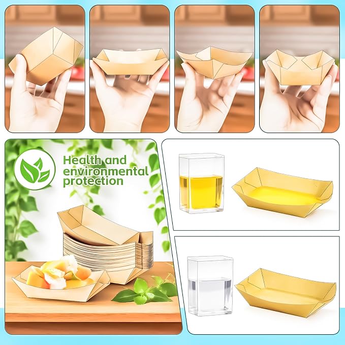 400Pack 1/2Lb Paper Food Boat Trays Disposable Small Paper Boats Plates - Image 3