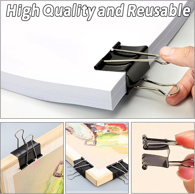 80 PCS Large Binder Clips 2 Inch and 1.6inch, Jumbo Binder Black Paper Clamps - Image 3
