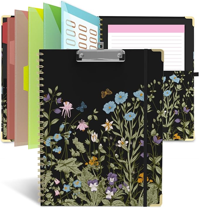Foldable Clipboard Folio with Storage, 5 Plastic Folders with 10 Pockets by gimicooky