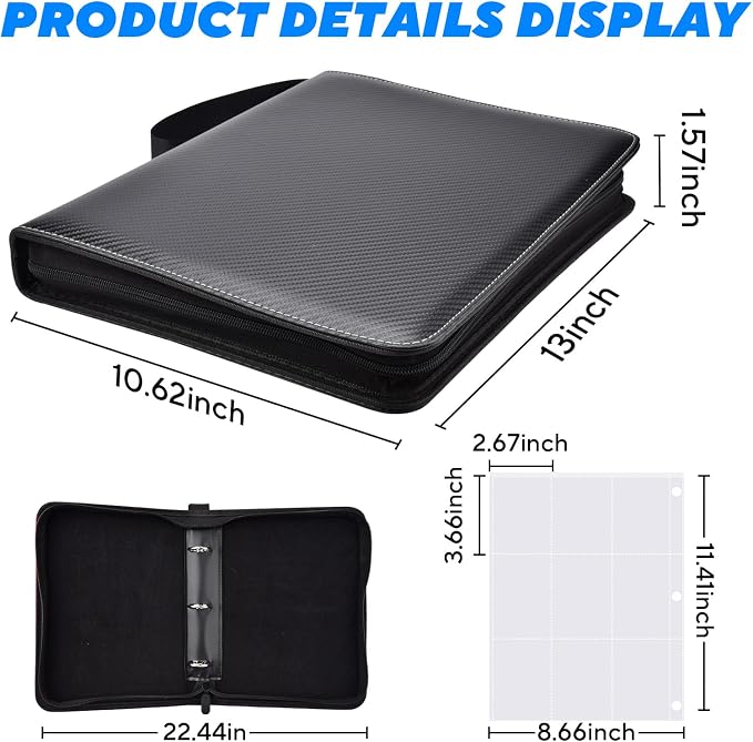Portable 9-Pocket Trading Card Binder, Holds 1080 Cards - Image 5