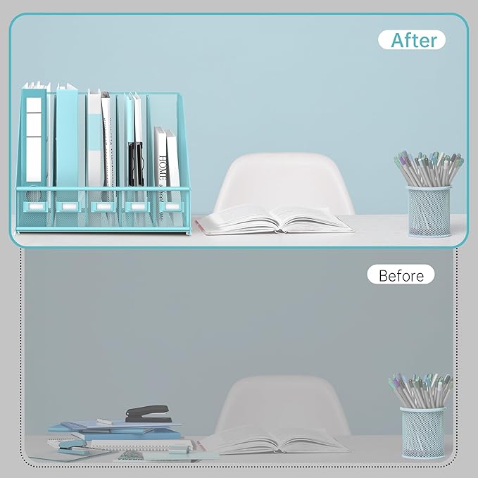 SUPEASY Desk Organizers Metal Desk Magazine File Holder - Image 5