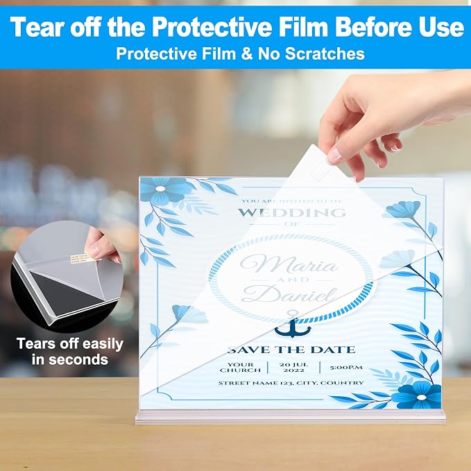 EHWINE 10 Pack Acrylic Sign Holder 8.5 x 11 Horizontal, Double-Sided Stand up - Image 2