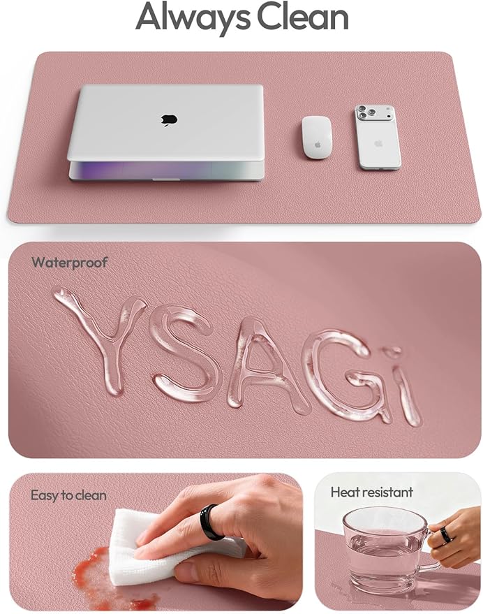 YSAGi Leather Desk Pad Protector, Office Desk Mat, Large Mouse Pad, Non-Slip PU - Image 8
