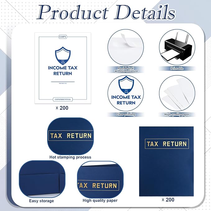 Kosiz 400 Pcs Tax Return Folders and Tax Return Envelopes Bulk 9 x 12 Inch 2 - Image 3