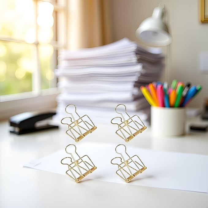 4Pcs Gold Hollow Out Long Tail Wire Binder Clips Paper Binder Clip Large Binder - Image 3