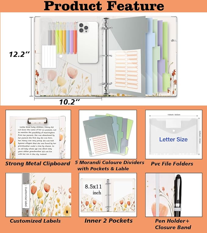 3 Ring 1 Inch Binder Organizer, KLLVE Three Ring Binders - Image 2