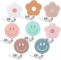 Whaline 8Pcs Light Boho Flower and Smile Acrylic Retractable Badge Holder by Whaline