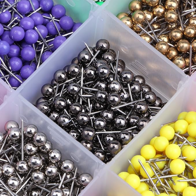 Push Pins Marking Map Tacks 1/8-Inch Plastic Beads Head, 15 Assorted Colors - Image 6