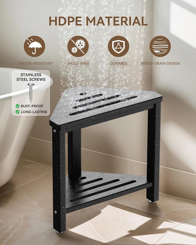 Shower Foot Rest 15in, HDPE Waterproof Shower Stool - Image 4