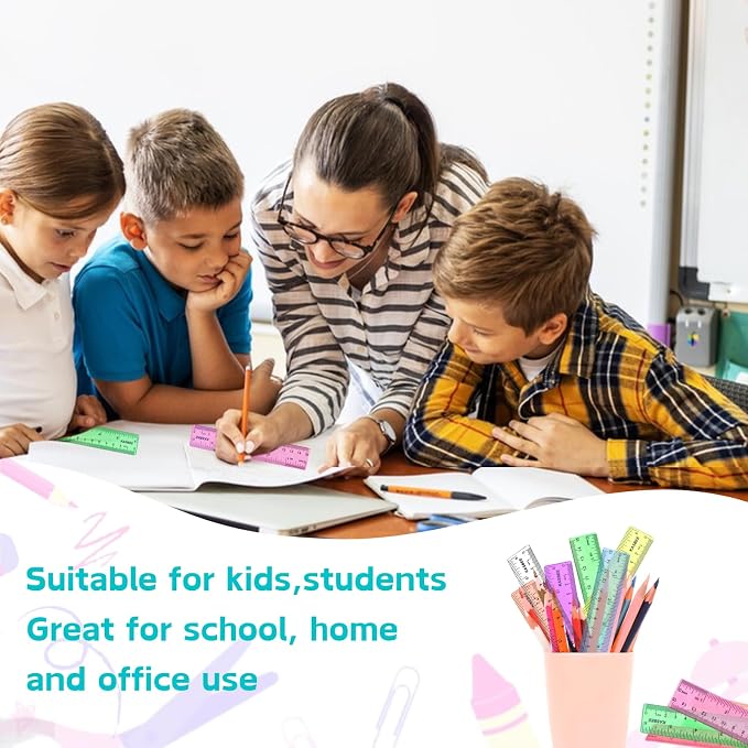 6 Inch Rulers, Colored Clear Rulers, Centimeters and Inches, Plastic Ruler - Image 7