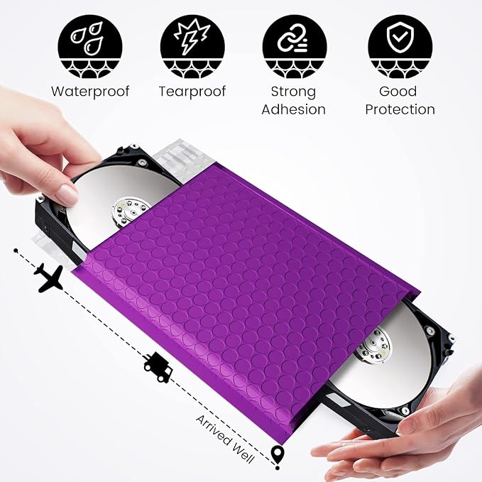 Fuxury Bubble Mailers 6x10" 100 Pack Purple Padded Envelopes Usable Size 6x9" - Image 7