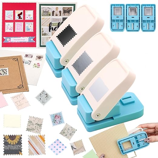 BAOFALI 3Pcs/Set 2 Stamp Puncher 1X0.8inch & 1inch Square Punch Set, Scalloped by BAOFALI