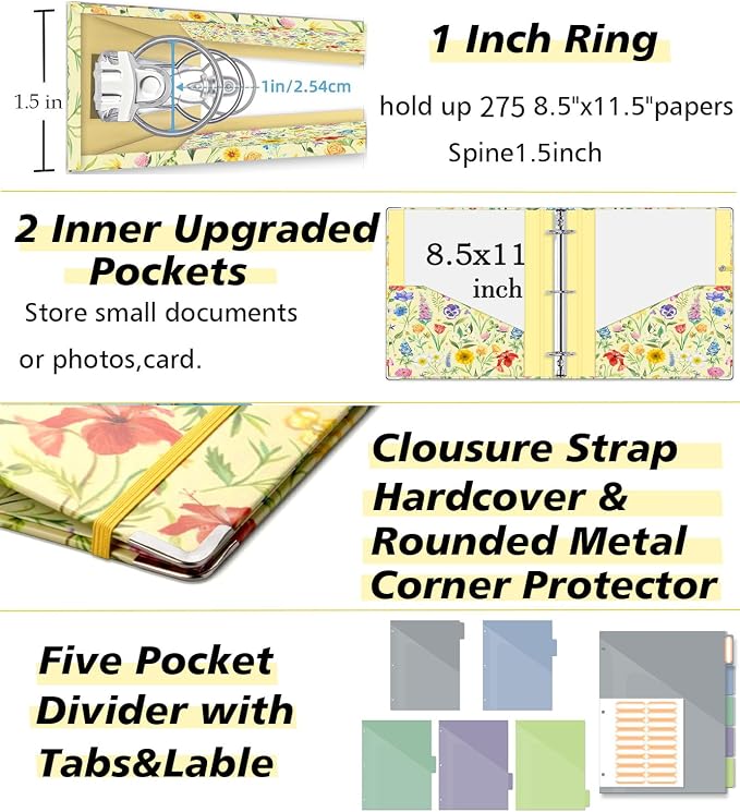 3 Ring Binder 1 Inch, Three Ring Binders Organizer - Image 4