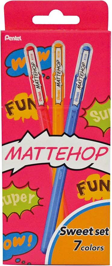 Pentel Matte Hop Sweet Color Ballpoint Pen, 7 Colors, K110-V7STB - Image 2
